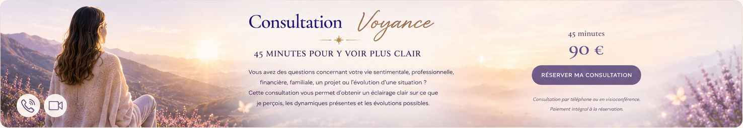 Consultation Voyance de 45 minutes par téléphone ou visioconférence, 90 euros