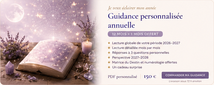Guidance personnalisée annuelle, douze mois plus un mois offert, PDF personnalisé, 150 euros